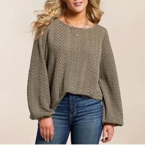 Daytrip Olive Bubble Knit Top